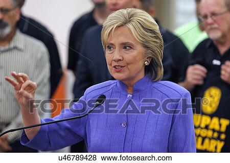 Stock Photo - HENDERSON, NV - OCTOBER 14, 2015: Democratic U. S. presidential candidate & former Secretary of State Hillary Clinton speaks at International Union of Painters and Allied Trades (IUPAT) training center. Fotosearch