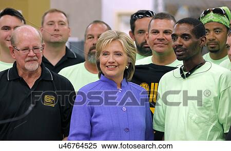Stock Photography - HENDERSON, NV - OCTOBER 14, 2015: Democratic U. S. presidential candidate & former Secretary of State Hillary Clinton shakes hands at International Union of Painters and Allied Trades (IUPAT) training center. Fotosearch