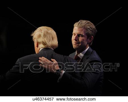 Stock Photo - LAS VEGAS NEVADA, DECEMBER 14, 2015: Republican presidential candidate Donald and his son, Eric Trump at campaign event at Westgate Las Vegas Resort, day before the CNN Republican Presidential Debate. Fotosearch