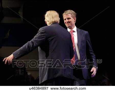 Stock Photo - LAS VEGAS NEVADA, DECEMBER 14, 2015: Republican presidential candidate Donald and his son, Eric Trump at campaign event at Westgate Las Vegas Resort, day before the CNN Republican Presidential Debate. Fotosearch