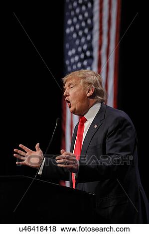 Stock Photo - LAS VEGAS NEVADA, DECEMBER 14, 2015: Republican presidential candidate Donald Trump speaks at campaign event at Westgate Las Vegas Resort & Casino the day before the CNN Republican Presidential Debate. Fotosearch