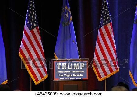 LAS VEGAS NEVADA, DECEMBER 14, 2015: Republican presidential candidate Donald Trump empty podium at campaign event at Westgate Las Vegas Resort & Casino the day before the CNN Republican Presidential Debate View Large Photo Image Stock Photo - LAS VEGAS NEVADA, DECEMBER 14, 2015: Republican presidential candidate Donald Trump empty podium at campaign event at Westgate Las Vegas Resort & Casino the day before the CNN Republican Presidential Debate. Fotosearch