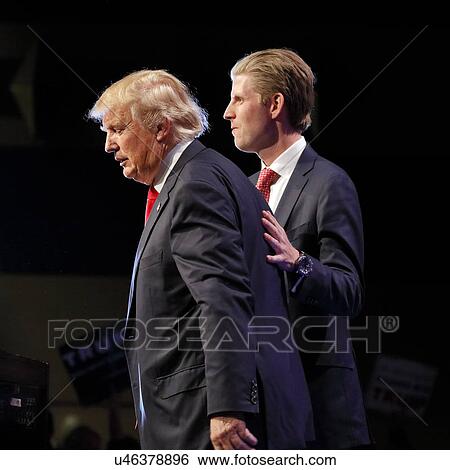 Stock Photograph - LAS VEGAS NEVADA, DECEMBER 14, 2015: Republican presidential candidate Donald and his son, Eric Trump at campaign event at Westgate Las Vegas Resort, day before the CNN Republican Presidential Debate. Fotosearch