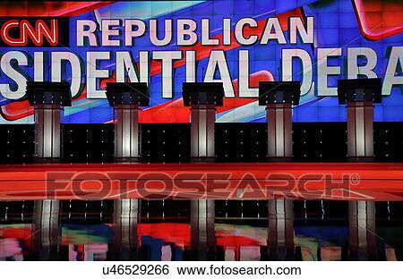 LAS VEGAS, NV, Dec 15, 2015, Empty Podiums at the CNN Republican presidential debate at The Venetian Resort and Casino, Las Vegas, NV View Large Photo Image Stock Photograph - LAS VEGAS, NV, Dec 15, 2015, Empty Podiums at the CNN Republican presidential debate at The Venetian Resort and Casino, Las Vegas, NV. Fotosearch