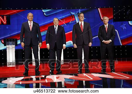 LAS VEGAS, NV, Dec 15, 2015, Republican presidential candidates at the "kids table" pose for class picture - (L-R) George Pataki, Mike Huckabee, Rick Santorum and Sen. Lindsey Graham (R-SC) during the CNN presidential debate at The Venetian Las Vegas View Large Photo Image Stock Image - LAS VEGAS, NV, Dec 15, 2015, Republican presidential candidates at the "kids table" pose for class picture - (L-R) George Pataki, Mike Huckabee, Rick Santorum and Sen. Lindsey Graham (R-SC) during the CNN presidential debate at The Venetian Las Vegas. Fotosearch