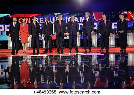 LAS VEGAS, NV - DECEMBER 15: Republican presidential candidates (L-R) John Kasich, Carly Fiorina, Sen. Marco Rubio, Ben Carson, Donald Trump, Sen. Ted Cruz, Jeb Bush, Chris Christi and Rand Paul View Large Photo Image Stock Photo - LAS VEGAS, NV - DECEMBER 15: Republican presidential candidates (L-R) John Kasich, Carly Fiorina, Sen. Marco Rubio, Ben Carson, Donald Trump, Sen. Ted Cruz, Jeb Bush, Chris Christi and Rand Paul. Fotosearch