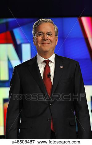 Stock Photo - LAS VEGAS, NV - DECEMBER 15: Republican presidential candidate and former Gov Jeb Bush smiling at CNN republican presidential debate at The Venetian, December 15, 2015, Las Vegas, Nevada. Fotosearch