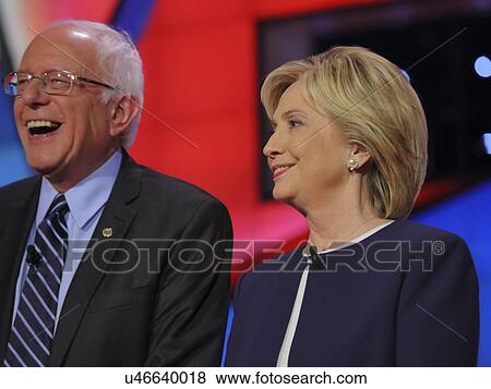 LAS VEGAS, NV - OCTOBER 13 2015: CNN Democratic presidential debate features candidates Sen. Bernie Sanders, Hillary Clinton laughing at Wynn Las Vegas. View Large Photo Image Stock Photo - LAS VEGAS, NV - OCTOBER 13 2015: CNN Democratic presidential debate features candidates Sen. Bernie Sanders, Hillary Clinton laughing at Wynn Las Vegas.. Fotosearch