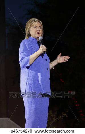 Stock Photo - LAS VEGAS, NV - OCTOBER 14, 2015: Hillary Clinton, former U. S. secretary of state and 2016 Democratic presidential candidate, speaks at Hillary for America Nevada Rally, Springs Preserve Amphitheater. Fotosearch