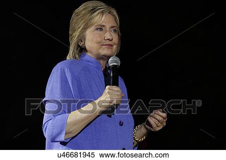 Stock Photography - LAS VEGAS, NV - OCTOBER 14, 2015: Hillary Clinton, former U. S. secretary of state and 2016 Democratic presidential candidate, speaks at Hillary for America Nevada Rally, Springs Preserve Amphitheater. Fotosearch