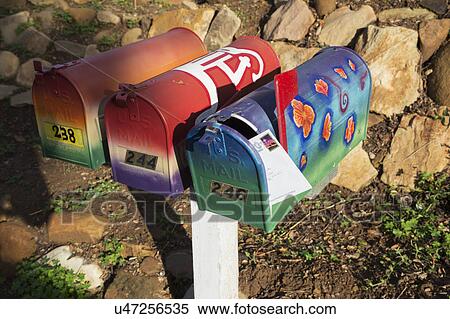 Oak View, California, USA, December 15, 3 mailboxes with letter View Large Photo Image Stock Photography - Oak View, California, USA, December 15, 3 mailboxes with letter. Fotosearch