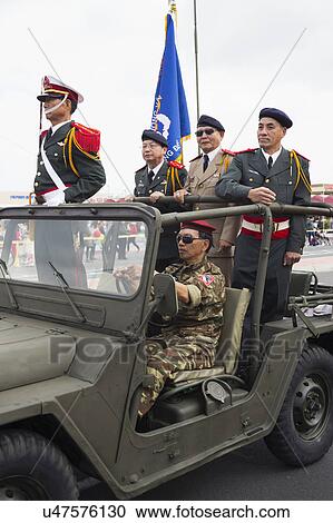 Stock Image - Orange County, City of Westminster, Southern California, USA, February 21, 2015, Little Saigon, Vietnamese-American Community, TET Parade celebrates Tet Lunar New Year, South Vietnam Vets from war in jeep. Fotosearch
