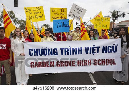 Orange County, City of Westminster, Southern California, USA, February 21, 2015, Little Saigon, Vietnamese-American Community, TET Parade celebrates Tet Lunar New Year, Garden Grove High School View Large Photo Image Stock Photo - Orange County, City of Westminster, Southern California, USA, February 21, 2015, Little Saigon, Vietnamese-American Community, TET Parade celebrates Tet Lunar New Year, Garden Grove High School. Fotosearch