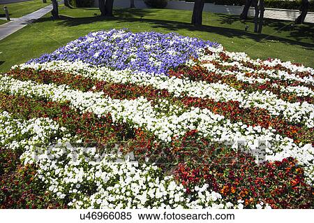 Stock Photography - Palm Springs, California, USA, April 12, 2015, US Flag in flowers. Fotosearch