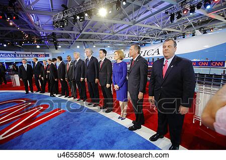 Picture - REAGAN PRESIDENTIAL LIBRARY, SIMI VALLEY, LA, CA - SEPTEMBER 16, 2015, Air Force One Background features Lindsay Graham, George Pataki, Rick Santorum, Rand Paul, Marco Rubio, Ted Cruz, Ben Carson, Donald Trump, Jeb Bush, Scott Walker, Carly.... Fotosearch