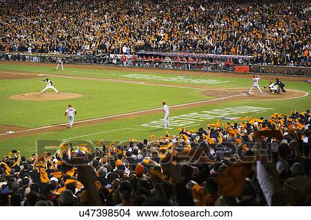Picture - San Francisco, California, USA, October 16, 2014, AT&T Park, baseball stadium, SF Giants versus St. Louis Cardinals, National League Championship Series (NLCS), crowd watches game. Fotosearch