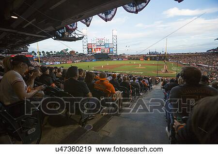 Stock Photo - San Francisco, California, USA, October 16, 2014, AT&T Park, baseball stadium, SF Giants versus St. Louis Cardinals, National League Championship Series (NLCS), crowd watches game. Fotosearch