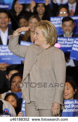 SAN GABRIEL, LA, CA - JANUARY 7, 2016, Democratic Presidential candidate Hillary Clinton stairs at crowd at Asian American and Pacific Islander (AAPI) members. View Large Photo Image Stock Image - SAN GABRIEL, LA, CA - JANUARY 7, 2016, Democratic Presidential candidate Hillary Clinton stairs at crowd at Asian American and Pacific Islander (AAPI) members.. Fotosearch