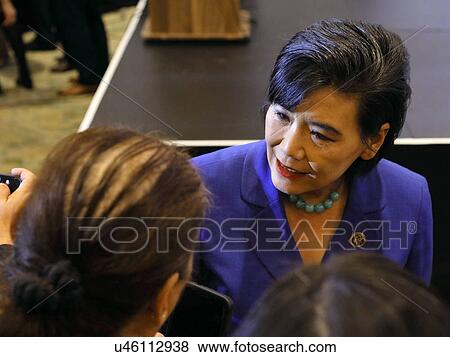 Stock Photo - SAN GABRIEL, LA, CA - JANUARY 7, 2016, Democratic Congresswoman Judy Chu at Hillary Clinton Rally at the Asian American and Pacific Islander (AAPI).. Fotosearch