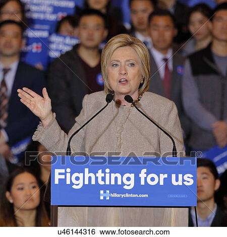 Stock Photograph - SAN GABRIEL, LA, CA - JANUARY 7, 2016, Democratic Presidential candidate Hillary Clinton speaks to Asian American and Pacific Islander (AAPI) members.. Fotosearch