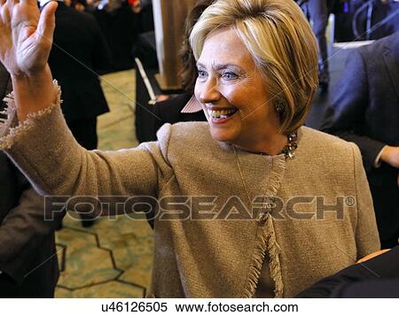 Stock Photography - SAN GABRIEL, LA, CA - JANUARY 7, 2016, Democratic Presidential candidate Hillary Clinton shakes hands and poses for pictures at the Asian American and Pacific Islander (AAPI) members.. Fotosearch