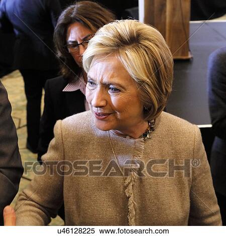 Stock Photography - SAN GABRIEL, LA, CA - JANUARY 7, 2016, Democratic Presidential candidate Hillary Clinton shakes hands and poses for pictures at the Asian American and Pacific Islander (AAPI) members.. Fotosearch