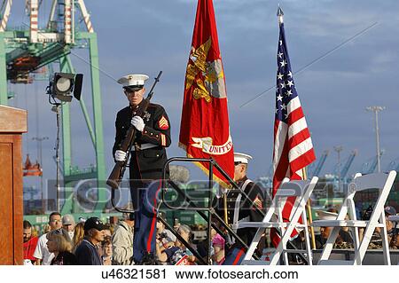 SAN PEDRO, CA - SEPTEMBER 15, 2015: US Marines and Honor Guard at Donald Trump 2016 Republican presidential rally aboard the Battleship USS Iowa in San Pedro, Los Angeles, California. View Large Photo Image Stock Image - SAN PEDRO, CA - SEPTEMBER 15, 2015: US Marines and Honor Guard at Donald Trump 2016 Republican presidential rally aboard the Battleship USS Iowa in San Pedro, Los Angeles, California.. Fotosearch