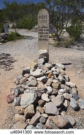 Stock Image - Tombstone, Arizona, USA, April 6, 2015, Boot Hill Cemetery, old western town home of Doc Holliday and Wyatt Earp and Gunfight at the O. K. Corral. Fotosearch