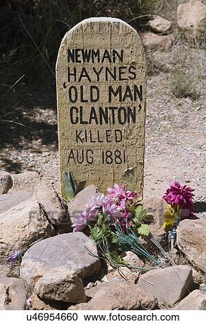 Stock Image - Tombstone, Arizona, USA, April 6, 2015, Boot Hill Cemetery, old western town home of Doc Holliday and Wyatt Earp and Gunfight at the O. K. Corral. Fotosearch