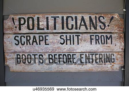 Stock Photo - Tombstone, Arizona, USA, April 6, 2015, old western town home of Doc Holliday and Wyatt Earp and Gunfight at the O. K. Corral, Politicians warning. Fotosearch