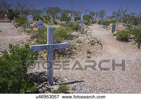 Stock Photo - Tombstone, Arizona, USA, April 6, 2015, Boot Hill Cemetery, old western town home of Doc Holliday and Wyatt Earp and Gunfight at the O. K. Corral. Fotosearch