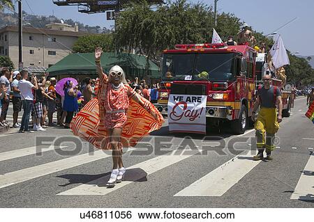 West Hollywood, Los Angeles, California, USA, June 14, 2015, 40th annual Gay Pride Parade for LGBT Community, down Santa Monica Blvd., cross dresser and sign "We are Gay" View Large Photo Image Stock Photograph - West Hollywood, Los Angeles, California, USA, June 14, 2015, 40th annual Gay Pride Parade for LGBT Community, down Santa Monica Blvd., cross dresser and sign "We are Gay". Fotosearch