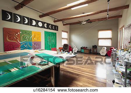 Artists studio in green home View Large Photo Image Picture - Artists studio in green home. Fotosearch