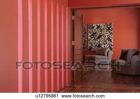 Cut out in red wall in hallway View Large Photo Image Stock Image - Cut out in red wall in hallway. Fotosearch