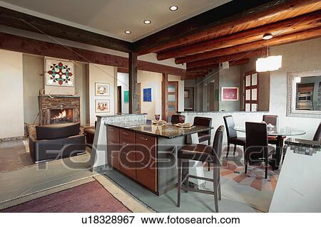 Dining area in green and recycled home View Large Photo Image Stock Photo - Dining area in green and recycled home. Fotosearch