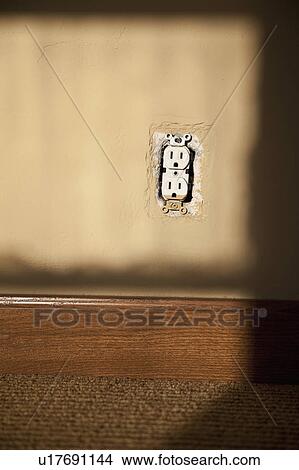 Picture - Electrical outlet without cover. Fotosearch