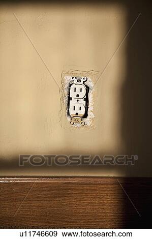 Electrical outlet without cover View Large Photo Image Stock Photo - Electrical outlet without cover. Fotosearch