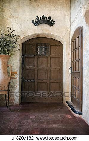 Large wooden exterior doors View Large Photo Image Stock Image - Large wooden exterior doors. Fotosearch