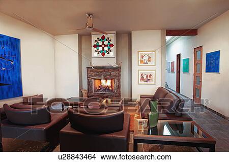 Living room in green and recycled home View Large Photo Image Picture - Living room in green and recycled home. Fotosearch