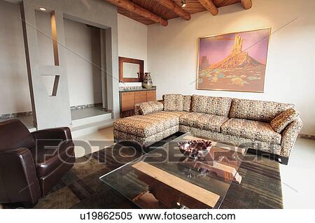 Stock Photography - Living room in green and recycled home. Fotosearch