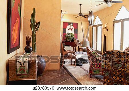 Living room interior southwestern style home View Large Photo Image Stock Photograph - Living room interior southwestern style home. Fotosearch