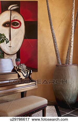 Piano and painting in southwest style home View Large Photo Image Stock Photo - Piano and painting in southwest style home. Fotosearch