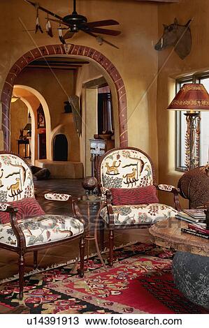 Small sitting area in southwest style home View Large Photo Image Stock Image - Small sitting area in southwest style home. Fotosearch