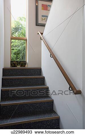 Stock Image - Staircase and railing. Fotosearch