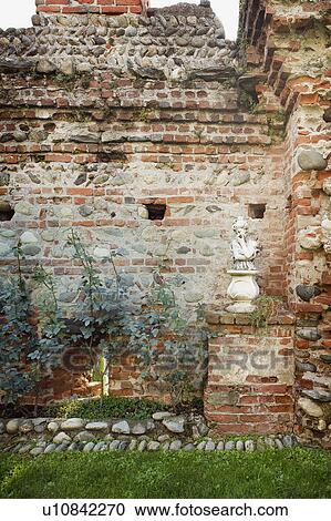 Stock Image - Walls of old historic Italian castle. Fotosearch