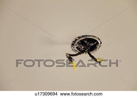 Picture - Wiring for light in ceiling. Fotosearch