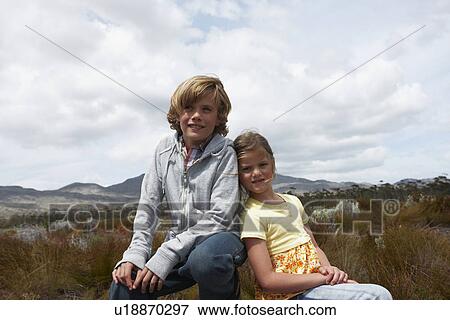 Stock Photo - Children in the countryside. Fotosearch