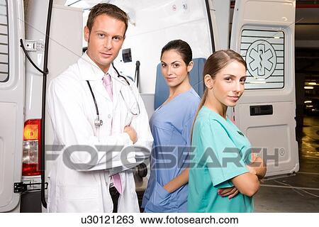 Stock Image - Confident paramedics team. Fotosearch