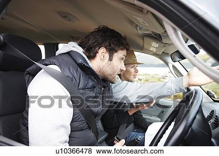 Stock Photo - Couple fighting over a road. Fotosearch