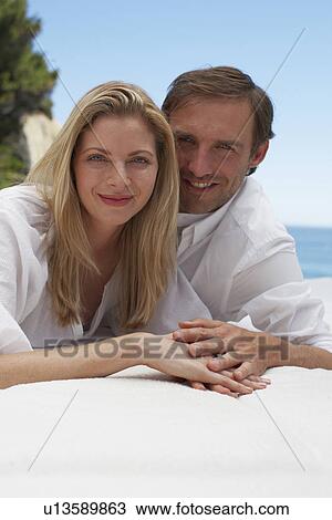 Stock Image - Couple on their honeymoon. Fotosearch